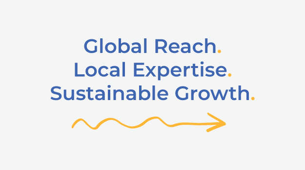 Text about sustainable growth with yellow arrow below